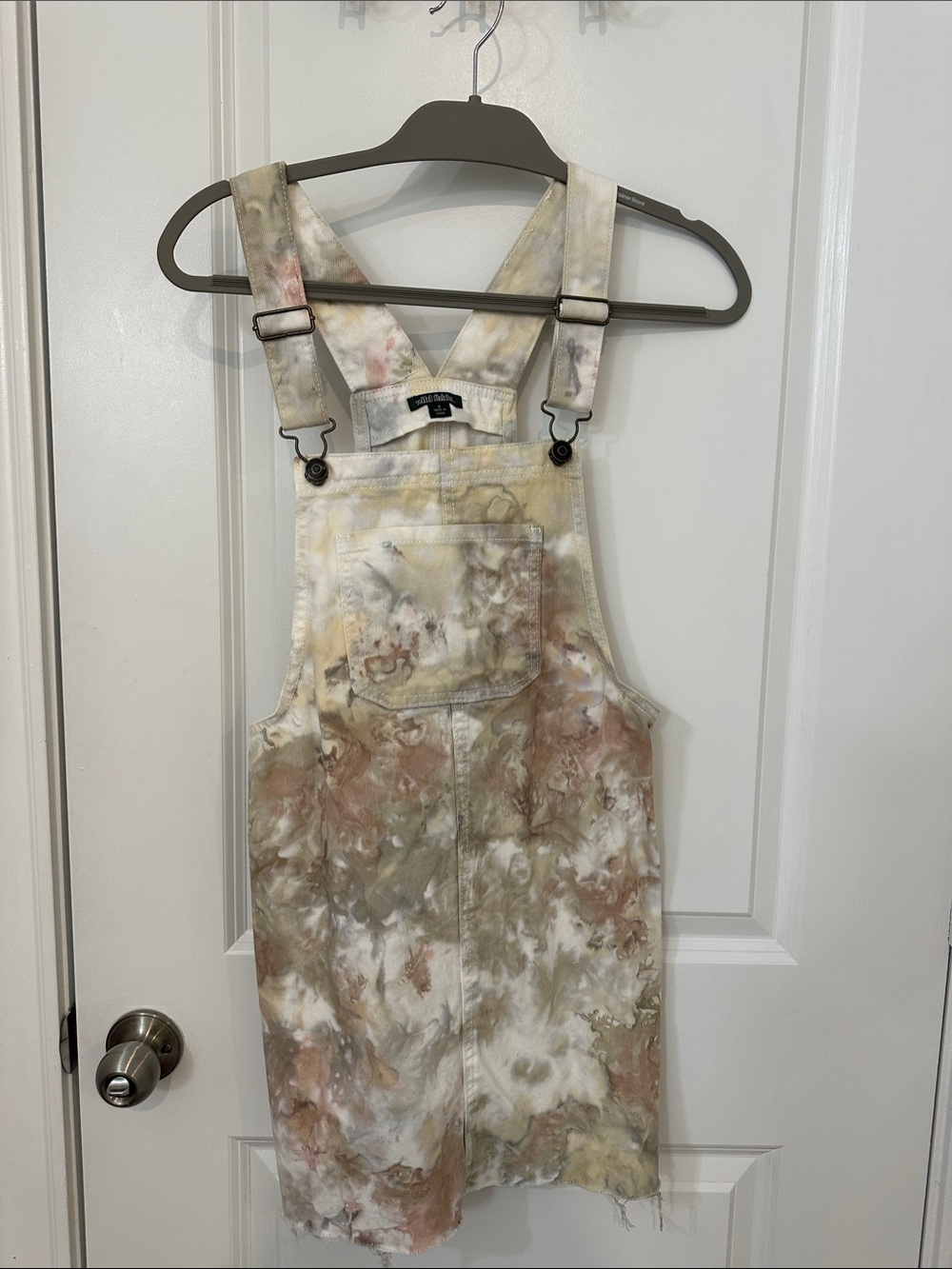 wild fable Tie-Dye Overall Dress in Cream, Tan, and Pink